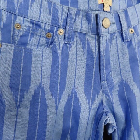 J Crew Factory Jeans Womens 26 Ankle Toothpick Blue Chevron Twill Stretch NEW - Picture 2 of 12